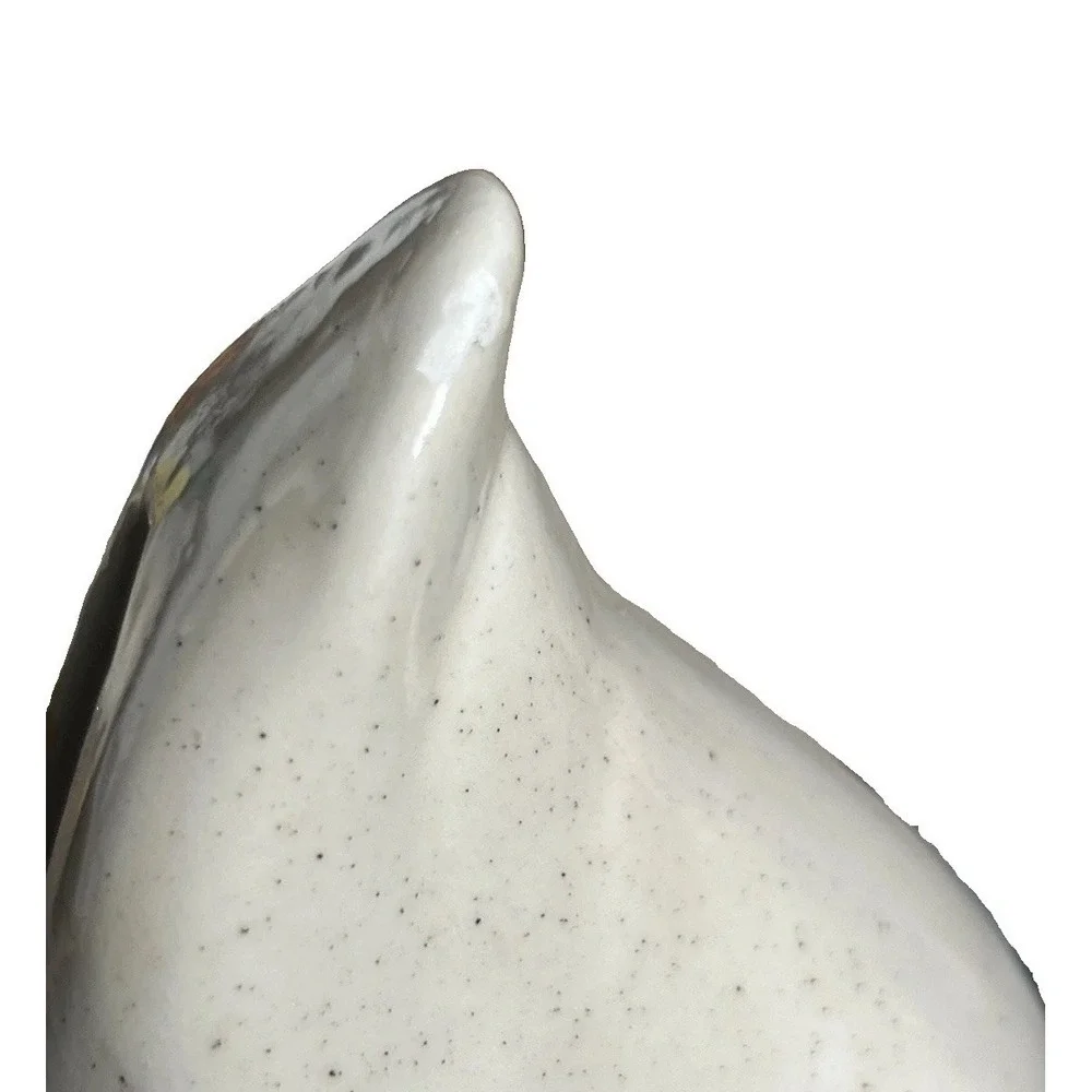 Ceramic Duck Figurine Set White Yellow Beaks Speckled Glaze Vintage Decor